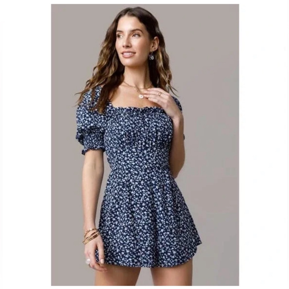 Navy Floral Romper